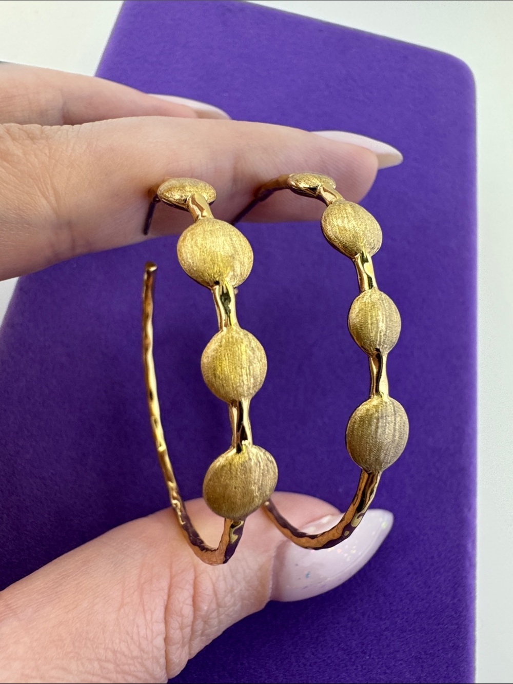💛 Classic Stella & Dot Gold Textured Disc Hoop Earrings | Designer Luxury